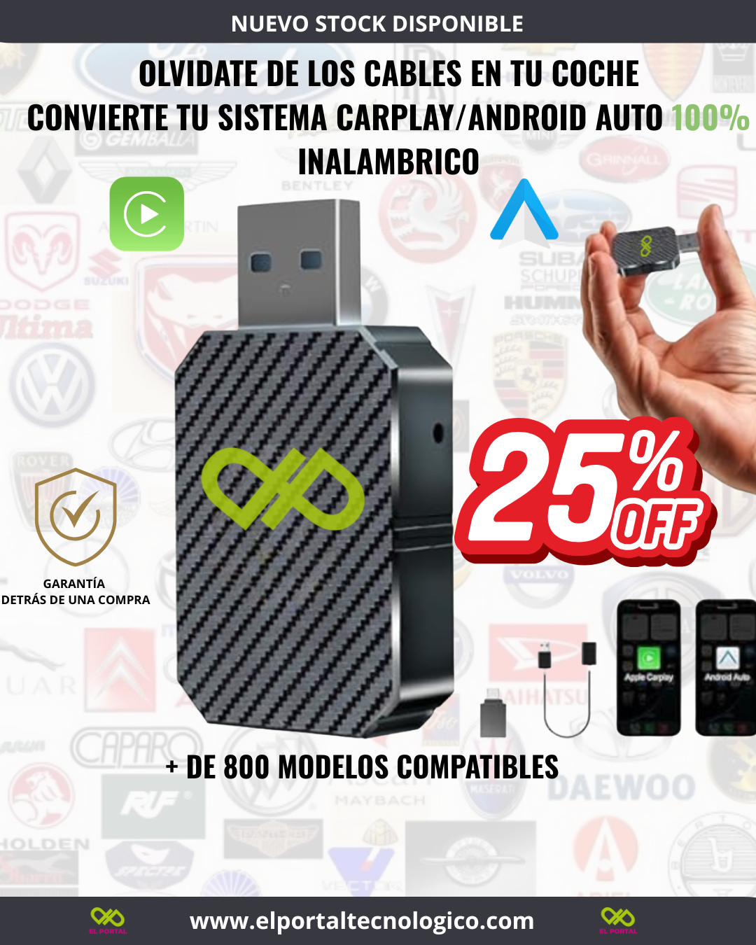 Adaptador CarPlay/Android auto mini